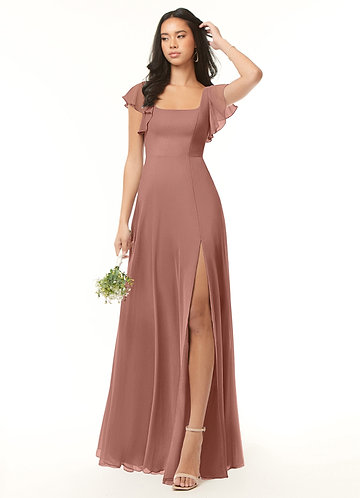 Azazie Bondi Bridesmaid Dresses Cedar Rose A-Line Ruffled Chiffon Dress image1