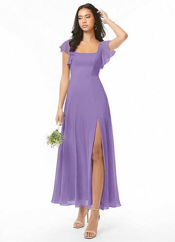 lapis bridesmaid dress Purple Dresses Material:Silk Taffeta kissed satin with a monochrome dress Firerie Women's Elegant Modest
