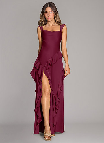 Purple Cascading Ruffles Bridesmaid Dresses | Azazie
