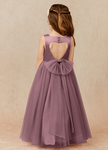 Azazie Muni Blumenkinder Kleider A-Linie Schleifen Tüll Kleid Vintage Mauve image1