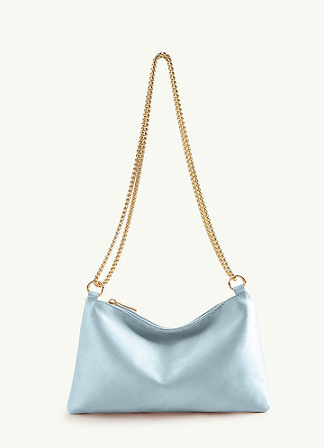 front Matching Color Metallic Satin Adjustable Shoulder Bag