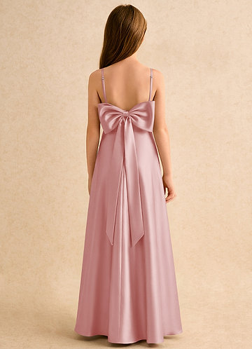 Azazie Joella Girls Formal Klänningar för brudeflicka Klä A-Line i Stretch Satin Plisserad image1