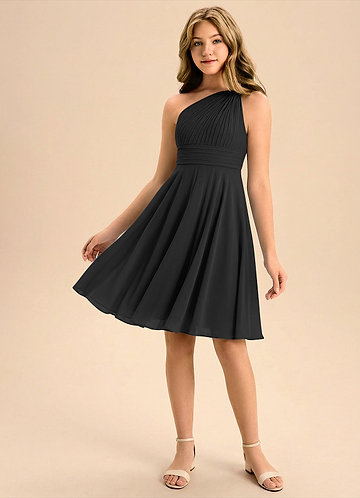 black and white polka dot bridesmaid dress Junior Bridesmaid Dress Square Neck Satin A-Line Gown with Bow COCOMELODY  B0C7KY63LX