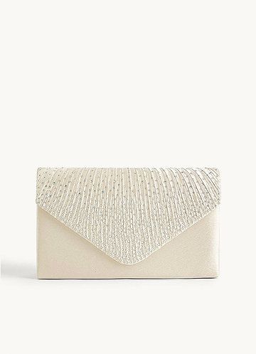 front Rhinestone Satin Clutch Bag