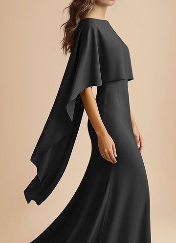 front Azazie Cape multi-positions en satin extensible de couleur assortie