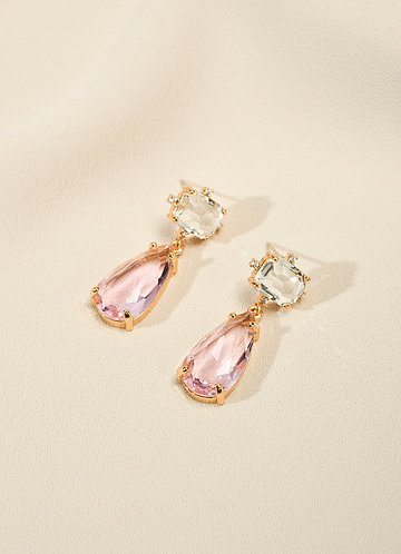 front Boucles d'oreilles pendantes en pierres précieuses transparentes