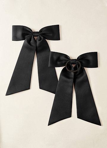 front Matching Color Matte Satin Bow Hair Tie Set