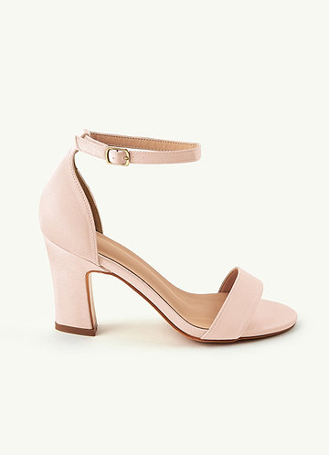 front Matching Color Stretch Satin One Strap Buckle Chunky Heel Sandals