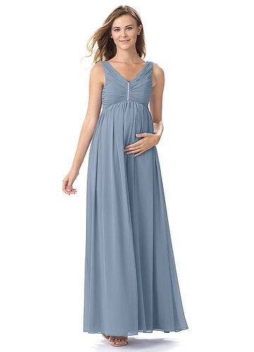 dusty blue maternity bridesmaid dress
