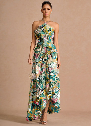 Hatsu Green Floral Maxi Dress image1