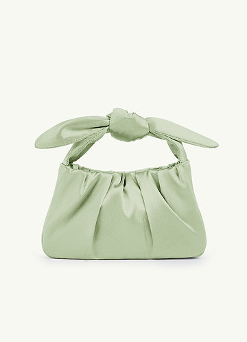 front Matching Color Metallic Satin Knotted Handle Handbag