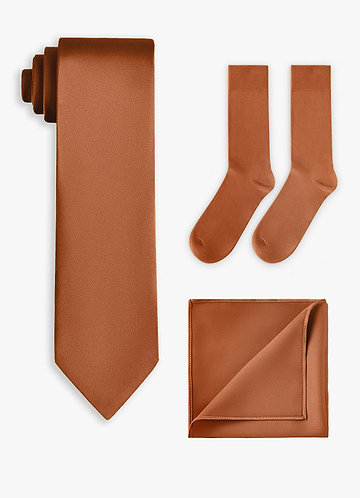 front Matching Stretch Satin Wide Tie & Pocket Square & Socks Set