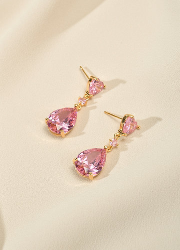 front Boucles d'oreilles pendantes en cristal en forme de cœur