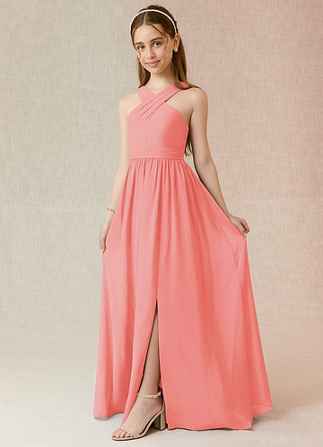 Azazie Catalina Junior Bridesmaid Dress in Coral | Azazie