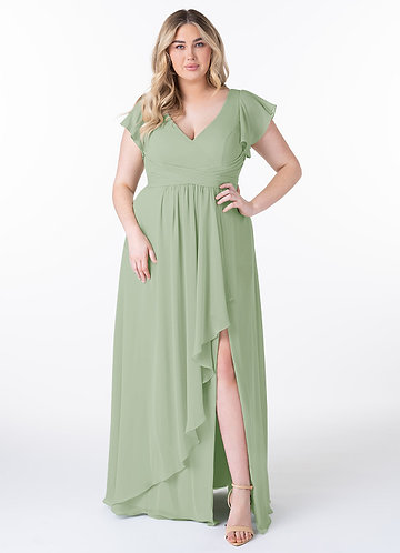 Azazie Omari Bridesmaid Dresses Dusty Sage A-Line Chiffon Dress image1