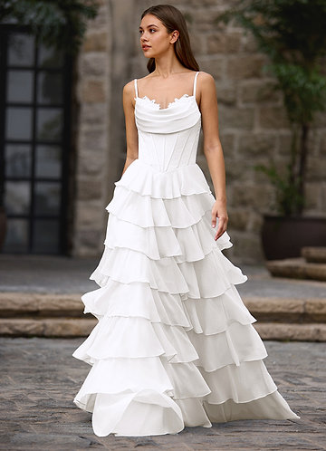 Floralace Vit Volangklänning med A-linjeform image1