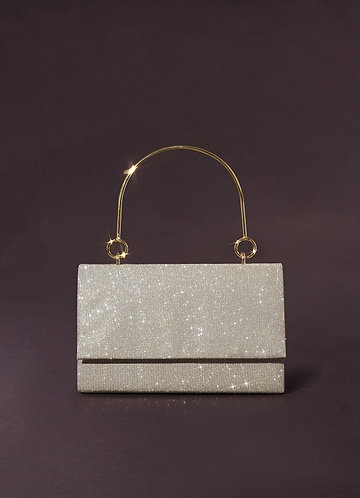 Silver Grey Flap Evening Clutch Bag For Weddings & Evening Occasions