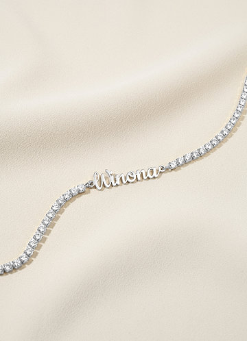 front Custom Name Rhinestone Tennis Bracelet