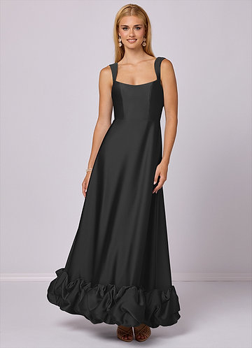 Barbie ♥ Azazie Bridesmaid Dresses A-Line Stretch Satin Ankle-Length Dress with Pockets image1