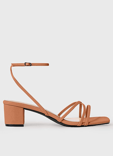 front Cross Strips Block Heel Sandals