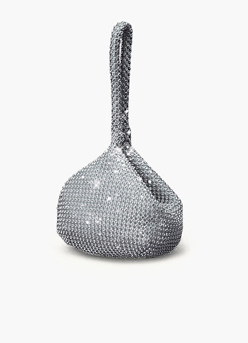 front Delicate Sparkling Rhinestone Zip Wrist Evening Bag