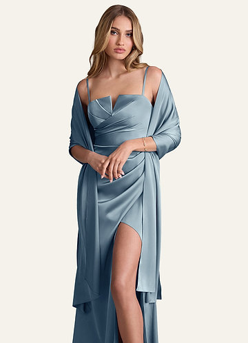 front Azazie Matching Color Stretch Satin Shawl