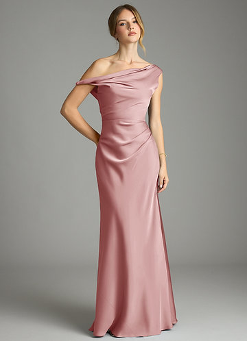 Emerson Bridesmaid Dresses Dusty Rose Mermaid Off the Shoulder Stretch Satin Dress image1