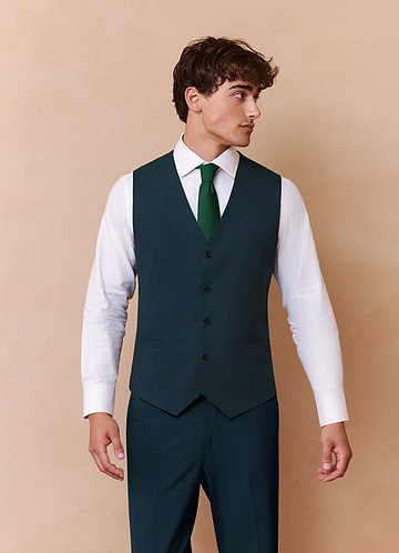 front Savile Teal Wool Blend Suit Vest 0