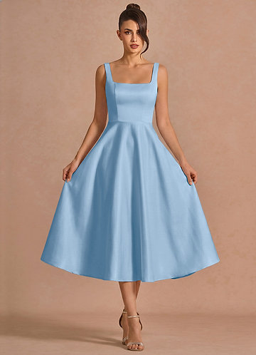 Midi jurk Brynn Waasblauw image1