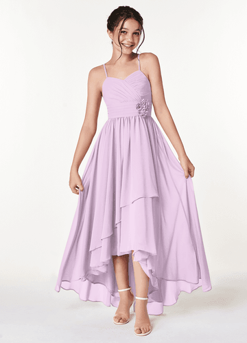 Azazie Catalina Junior Frosted Lilac A-Line Ruched Chiffon Dress image1