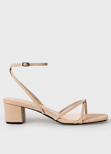 front Ankle Strap Cross Knot Heel Sandals