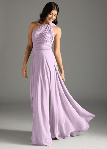 Azazie Charlize Bridesmaid Dresses Frosted Lilac A-Line One Shoulder Chiffon Dress image1