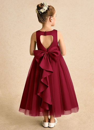 Azazie Solia Robes de Fillette d'Honneur Robe Princesse en Tulle Arc Bourgogne image1