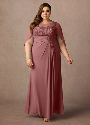 Azazie Hera Mother of the Brides Dresses Desert Rose A-Line Lace Capelet Chiffon Dress image1