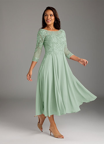 Azazie Marge Mother of the Brides Dresses Agave A-Line Scoop Lace Chiffon Dress image1
