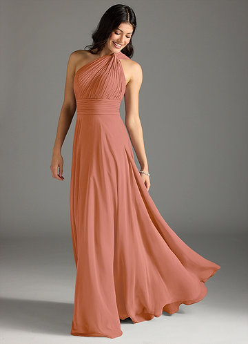 Azazie Charlize Bridesmaid Dresses MAI TAI A-Line One Shoulder Chiffon Dress image1 0