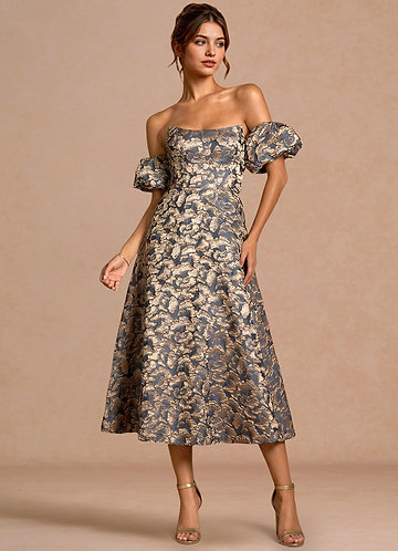 Belisse Gilded Navy Midi Dress image1