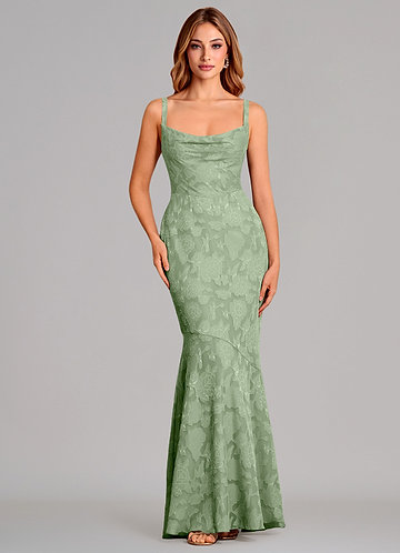 Azazie Aubrey Morsiusneitojen mekot Mrenneito Keula Floral Burnout Lattian pituus Pukeutua image1