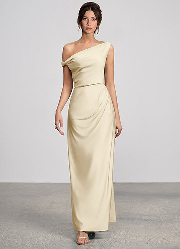 Elowen Champagne Stretch Knit Maxi Dress image1