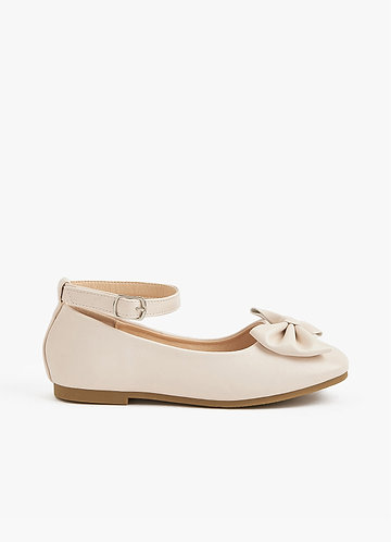 front Bow Ankle Strap Girl's Flat Shoes