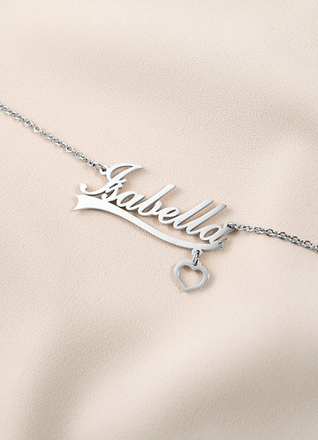 front Custom Name Necklace with Heart