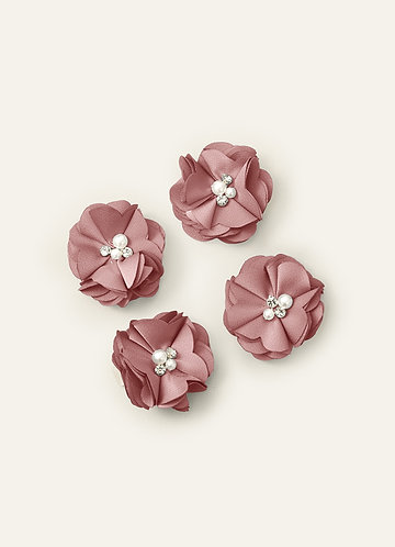 front Juego de cuatro pinzas para el cabello de satén elástico de colores a juego