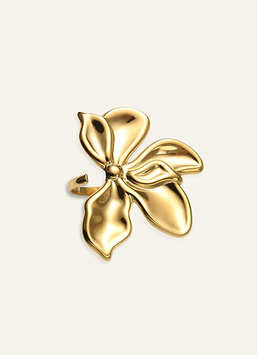 front 18K Gold Plated Flower-Shaped Ring