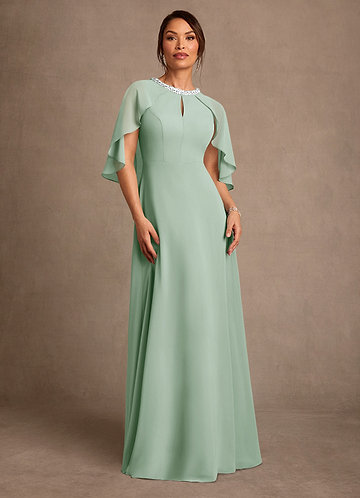Azazie Winnifred Mother of the Bride Dresses Vestido Agave de Chiffon de Linha A com Frisado image1