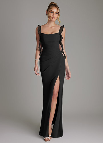 Azazie Jessamine Bridesmaid Dresses Black Mermaid Corset Chiffon Dress image1