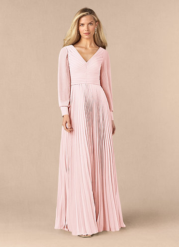 Azazie Zina Mother of the Brides Dresses Blushing Pink A-Line Pleated Chiffon Dress image1