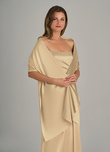 front Azazie Matching Color Ireland Metallic Satin Shawl 0