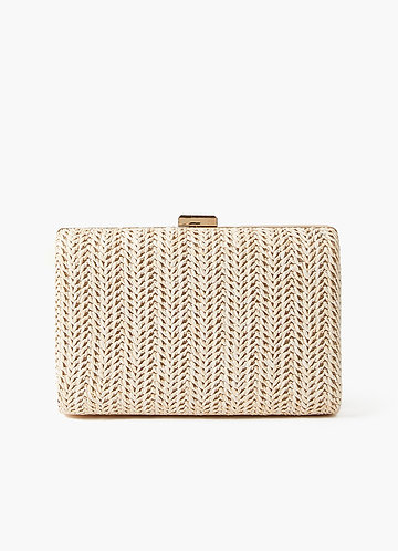 front Woven Wicker Clutch Bag