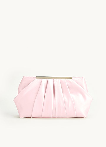 front Matching Color Matte Satin Pleated Clutch