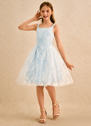 lace junior dresses Sleeveless A Line Chiffon Lace Junior Bridesmaid Dress